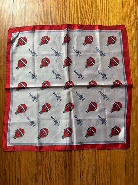 Red and White Hot Air Balloon Pattern Silk Scarf Made in Italy